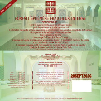 Forfait éphémère fraicheur intense Hammam Pacha