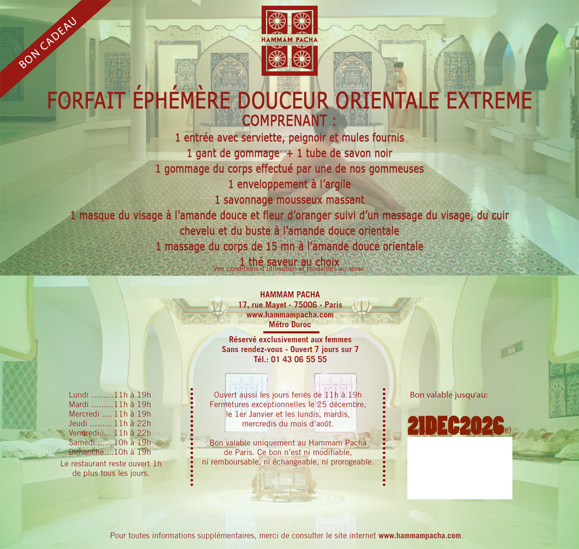 FORFAIT EPHEMERE DOUCEUR ORIENTALE EXTREME 1 Forfait éphémère douceur orientale extrême